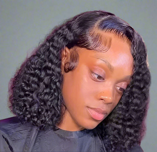 200% Transparent Curly Bob Wigs Deep Wave 13x4 Lace Frontal Human Hair Wigs 4x4 Lace Closure Front Short Bob Wigs For Women