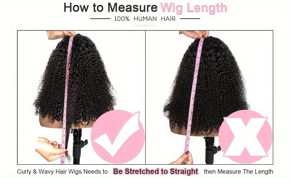 Luxurious Kinky Curly Headband Wig - 150% Density Brazilian Virgin Human Hair, Natural Black,, Glueless with Random Headband