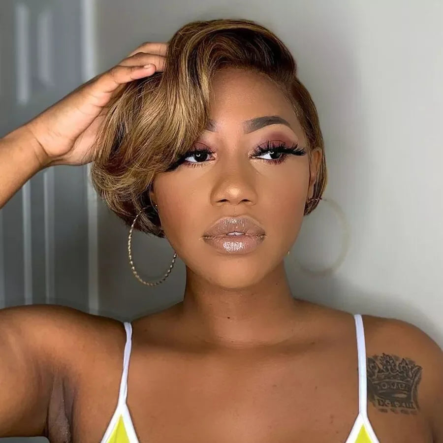 Pixie Cut Wig Human Hair Short Wigs for Black Women Straight 13x4 Lace Front Wigs Human Hair Pre Plucked Pixie Cut Wig Natural