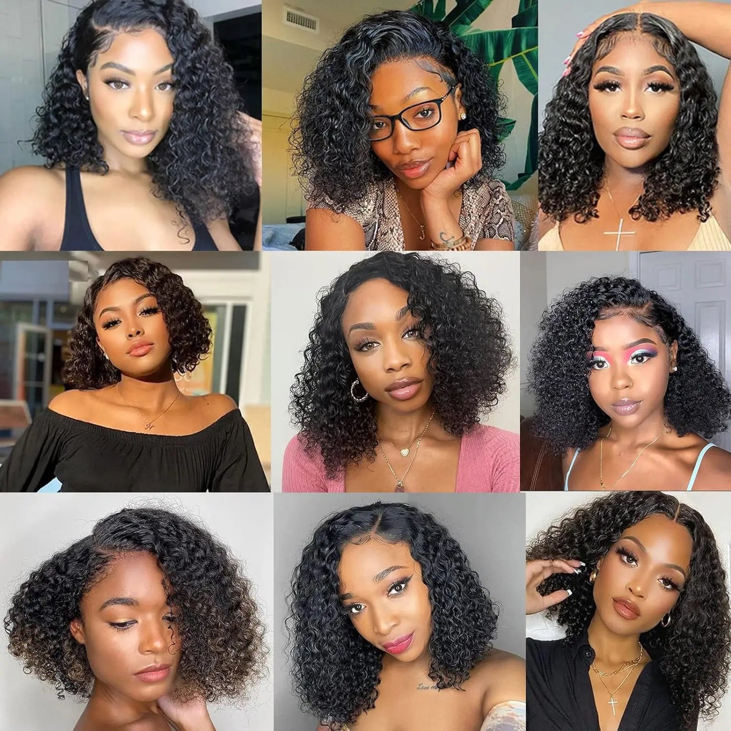 Deep Wave Short Bob Lace Front Wigs Human Hair Pre Plucked 13x4 Lace Front Wigs 200 Density Deep Curly Wave 4x4 Lace Closure Wig