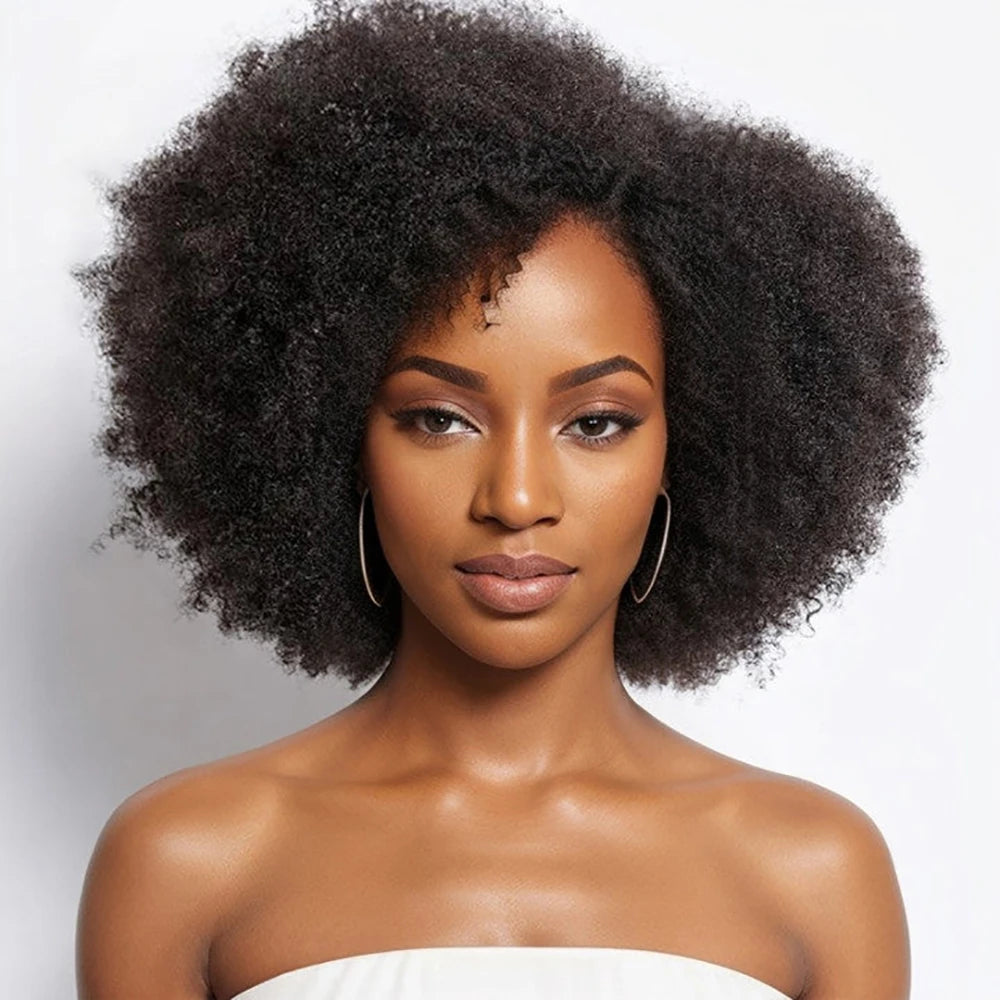 Afro Wigs for Black Women Kinky Curly Lace Front Wig Afro Short Bob Human Hair Wig 13x4x2 HD Lace Natural Hairline 250% Density