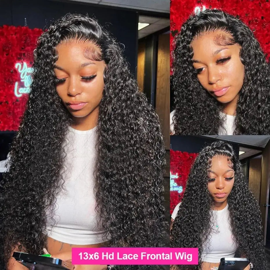 13x4 HD Transparent Deep Wave Lace Front Wig Brazilian Human Hair For Women 4x4 Lace Closure Wig Pre Plucked Lace Frontal Wigs