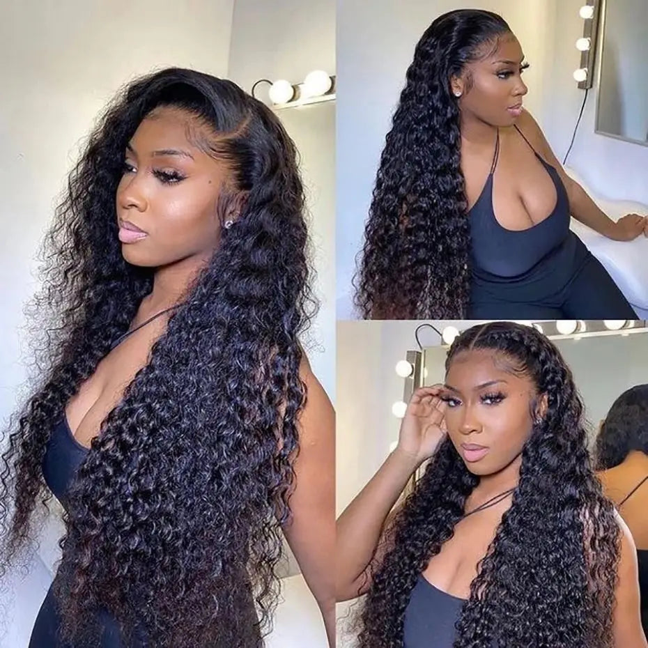 13x4 HD Transparent Deep Wave Lace Front Wig Brazilian Human Hair For Women 4x4 Lace Closure Wig Pre Plucked Lace Frontal Wigs