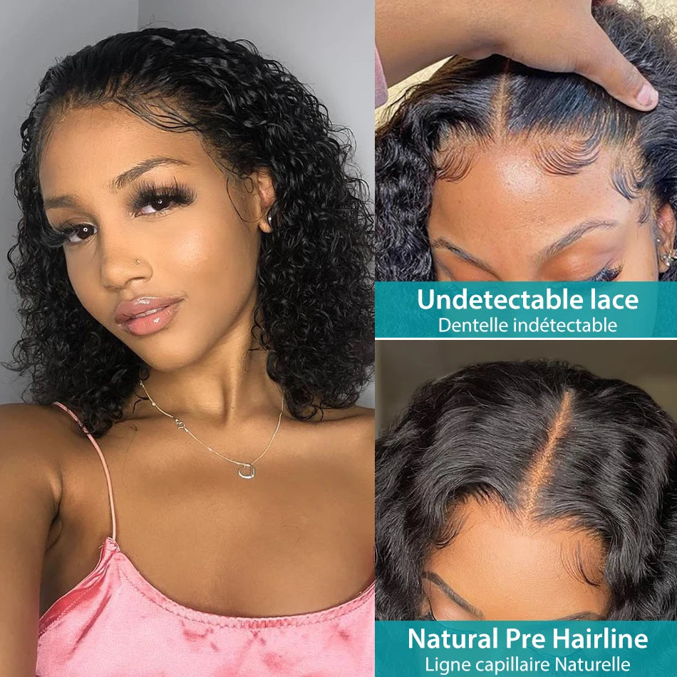 13x4 Bob Wigs Jerry Curly Short Human Hair Natural Black Brazilian Deep Curly Wigs For Black Woman