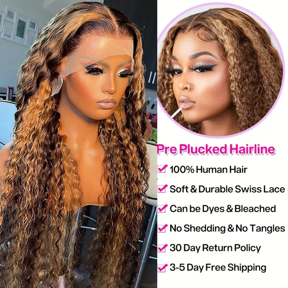 Highlight Wig Human Hair Deep Wave Frontal Wig Hd Lace Wig 13x6 Human Hair 13x4 Water Wave Wigs Curly Lace Front Human Hair Wig
