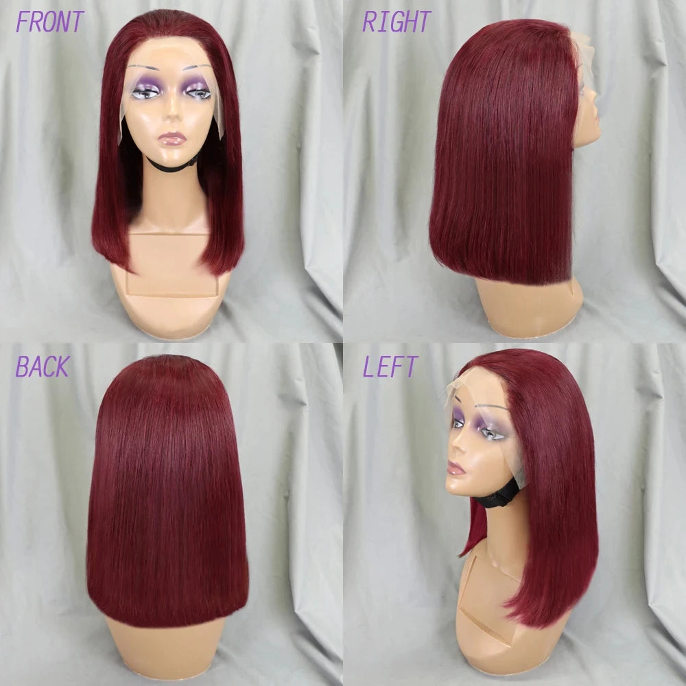 10-16 Inch 200% Density Straight Bob Wigs 30T4 Ombre Transparent 13x4 Lace Frontal Wigs Brazilian Remy Human Hair Wigs for Women