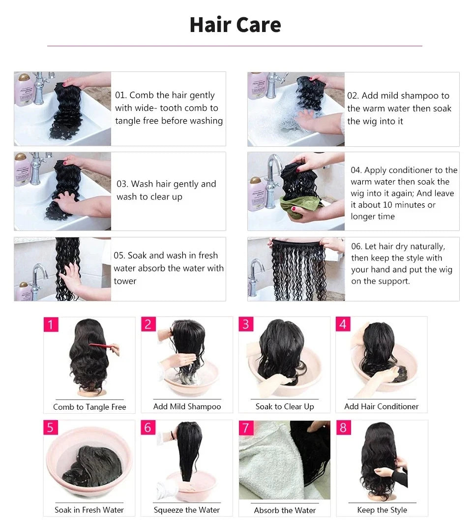 13x4 HD Transparent Deep Wave Lace Front Wig Brazilian Human Hair For Women 4x4 Lace Closure Wig Pre Plucked Lace Frontal Wigs