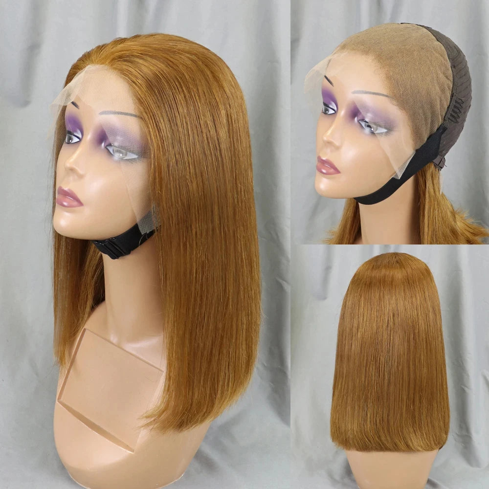 10-16 Inch 200% Density Straight Bob Wigs 30T4 Ombre Transparent 13x4 Lace Frontal Wigs Brazilian Remy Human Hair Wigs for Women