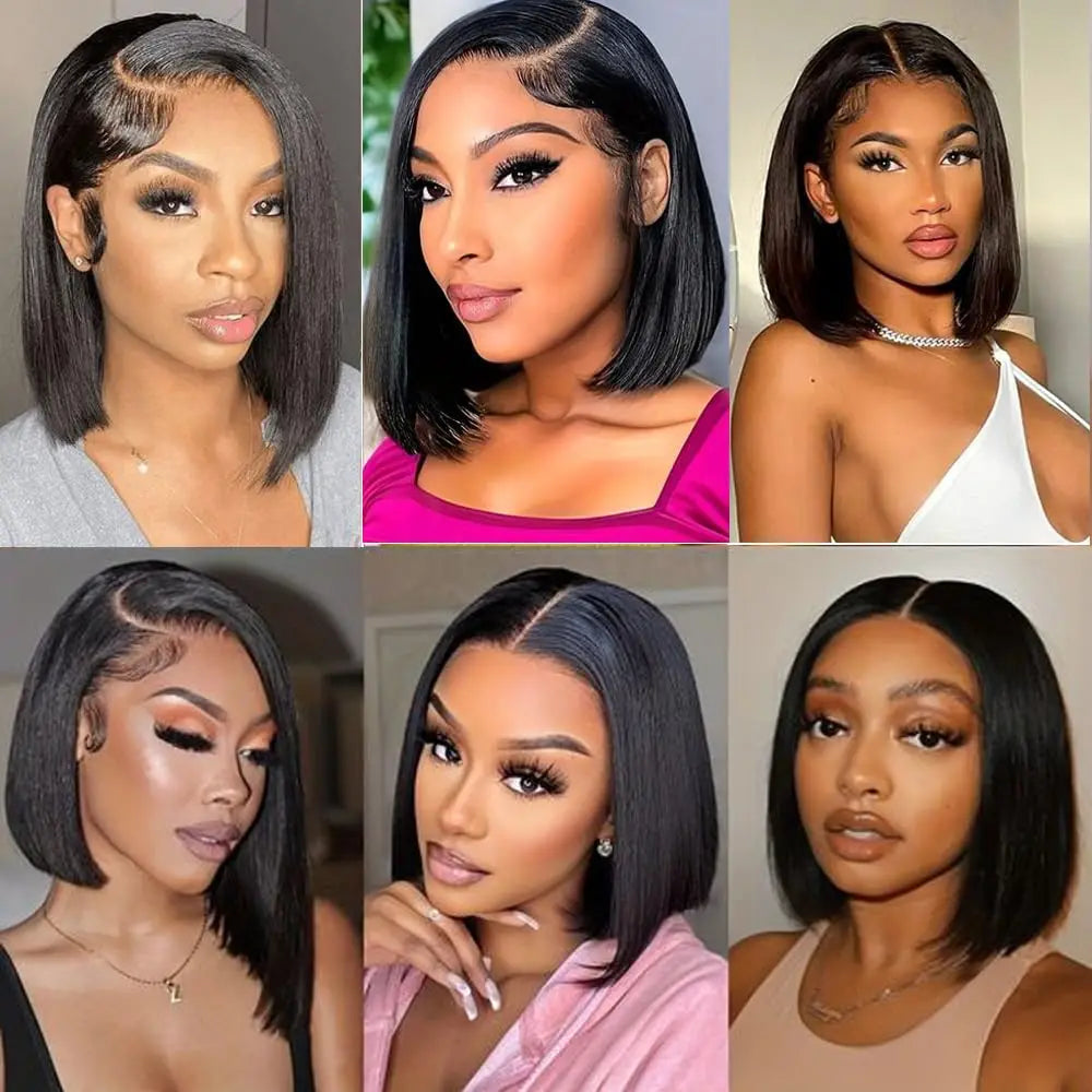 13x4 Real HD Lace Frontal Bob Human Hair Wigs 100%Human Hair Quality 200% Density Pre Plucked Hairline And Baby Hair Around