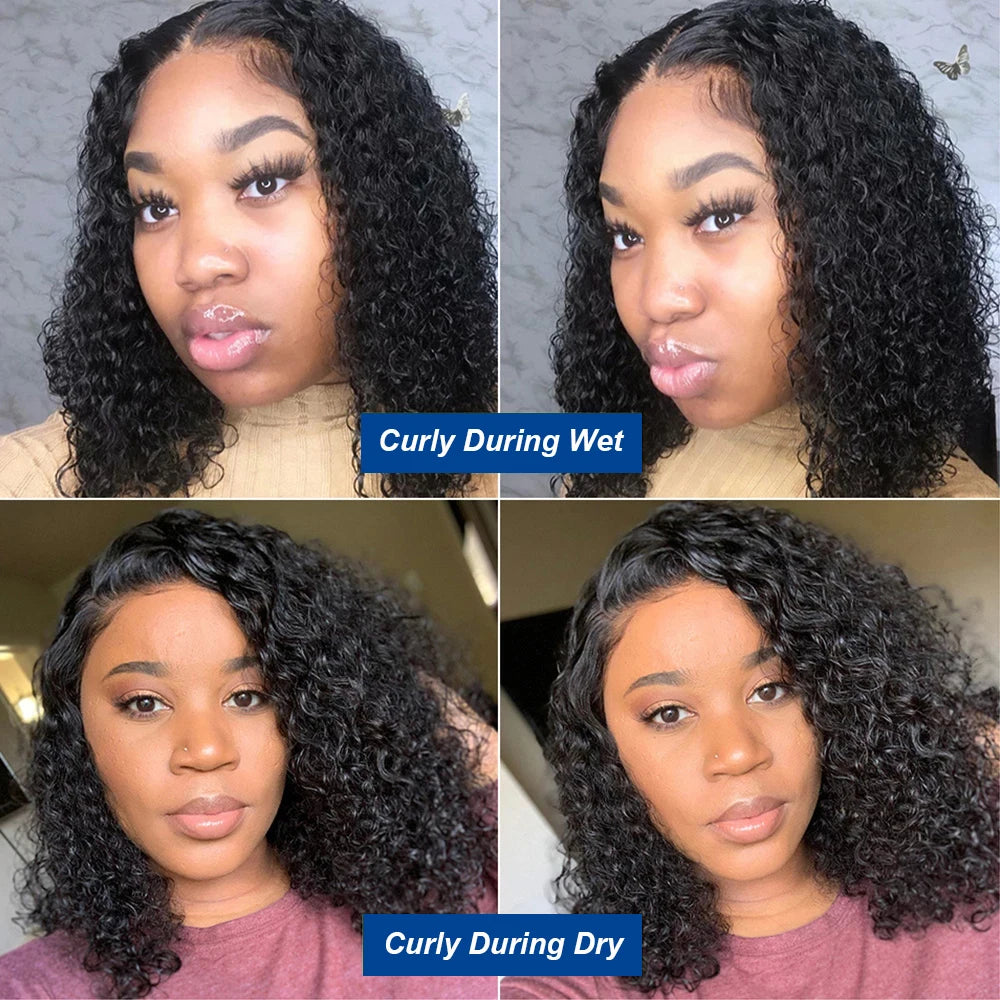 13x4 Short Wig Jerry Curly Wigs Human Hair Natural Black Pre Plucked Lace Frontal Wig Curly Wig