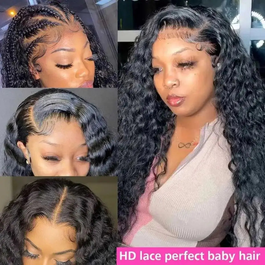 13x4 HD Transparent Deep Wave Lace Front Wig Brazilian Human Hair For Women 4x4 Lace Closure Wig Pre Plucked Lace Frontal Wigs