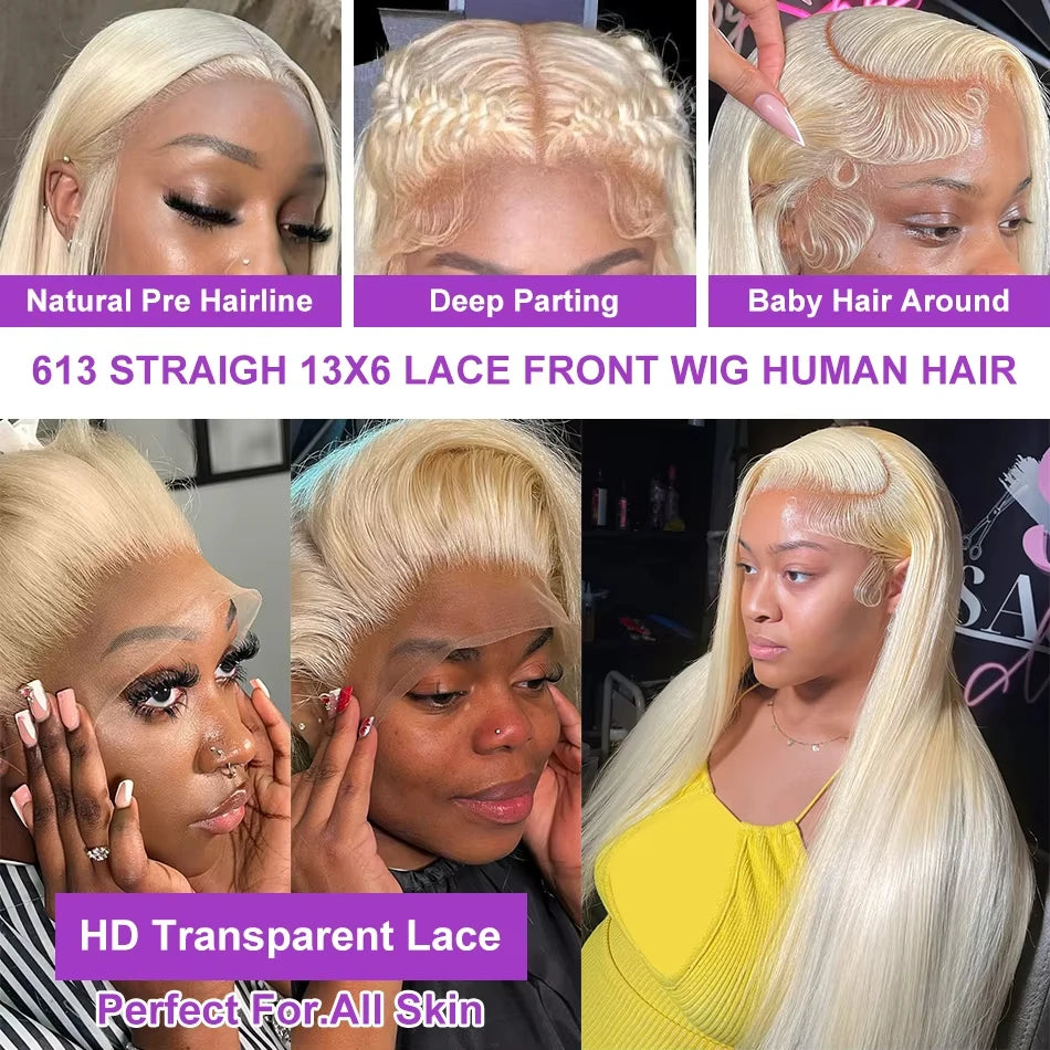 40 Inch 250 Density 613 Blonde Lace Front Wig Human Hair 13X6 Hd Lace Frontal Wig Straight Lace Front Wigs Human Hair For Women