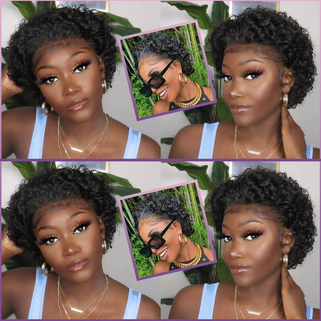 Pixie Cut Wig Curly Human Hair 13x1 Lace Frontal Wigs Human Hair Short Bob Human Hair Wigs 13x4 Lace Front Wigs For Black Women