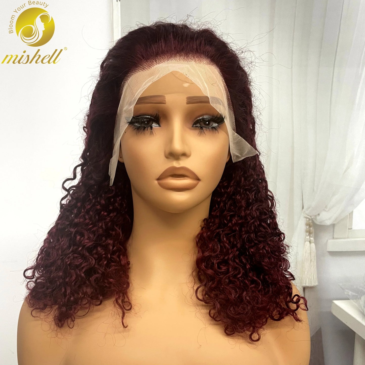 13x4 Lace Frontal Pixie Curly Human Hair Wigs 350% Density 12A Colored Raw Burmese Bouncy Curly Hair Wigs for Women