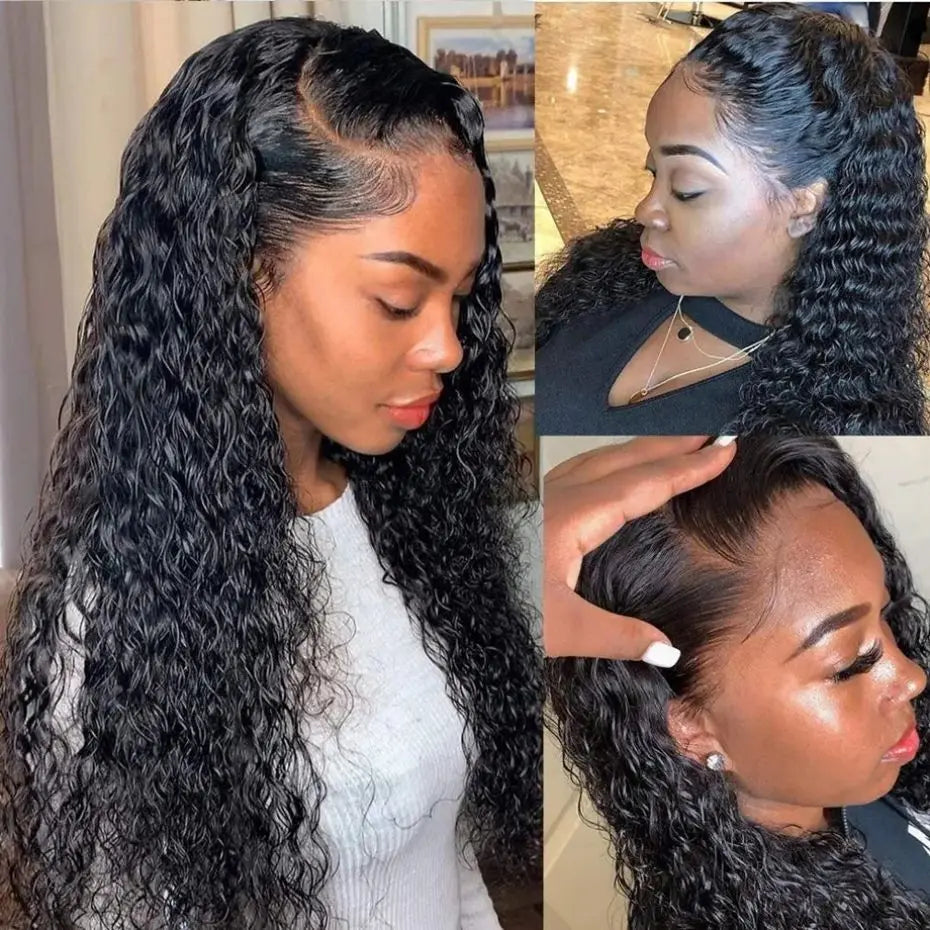 13x4 HD Transparent Deep Wave Lace Front Wig Brazilian Human Hair For Women 4x4 Lace Closure Wig Pre Plucked Lace Frontal Wigs