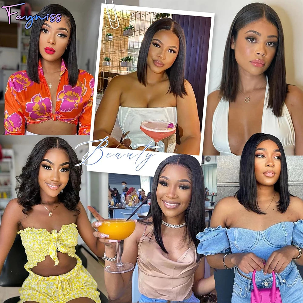Wear And Go Glueless Wig Human Hair Ready to Wear Brazilian Straight Bob Wig Human Hair 4x4 Lace Closure Wig