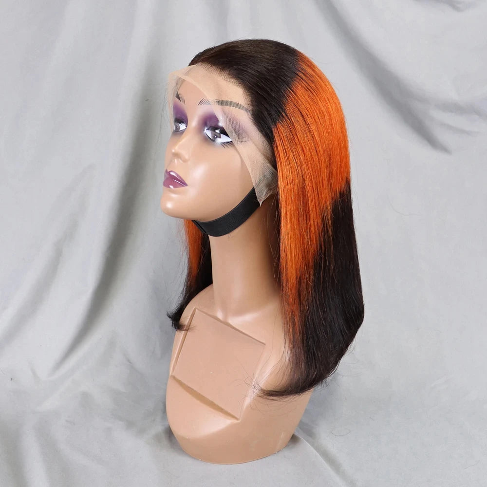 10-16 Inch 200% Density Straight Bob Wigs 30T4 Ombre Transparent 13x4 Lace Frontal Wigs Brazilian Remy Human Hair Wigs for Women