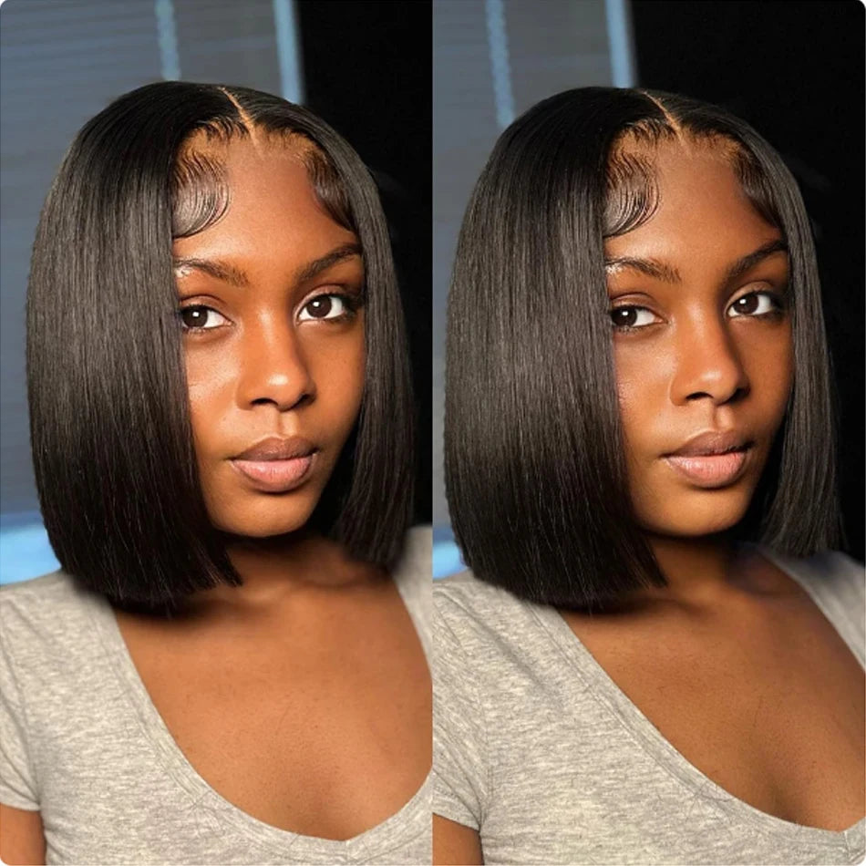 13X4 Glueless Natural Hair Wig 180Density Straight Bob Wig 4X4 Lace Brazilian Wigs 100% Human Hair Wigs For Woman Wigs 8-16 Inch