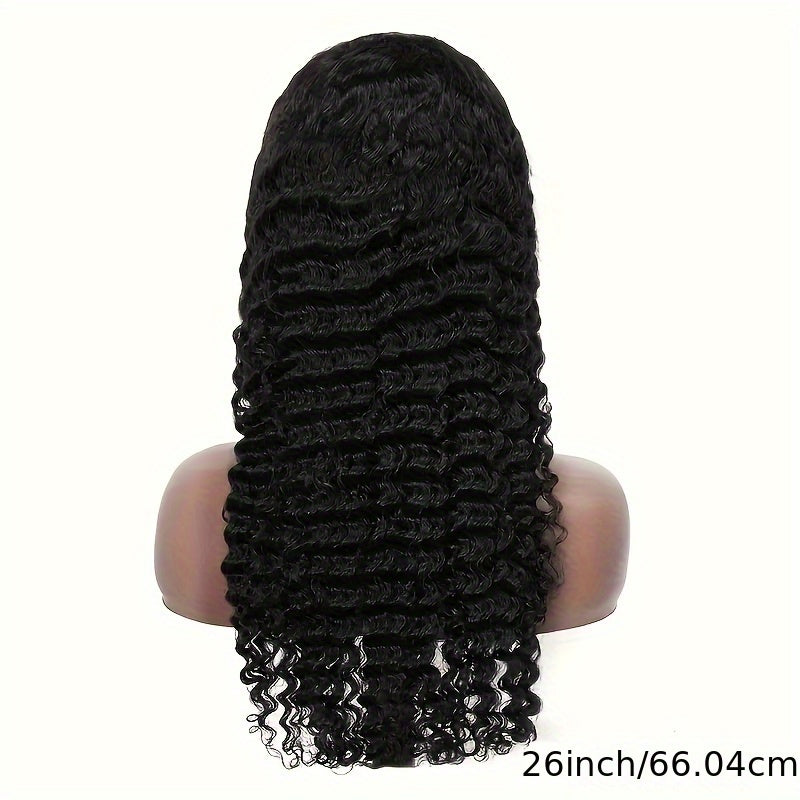 Nicelight Elegant Deep Wave Frontal Wig for Women - 76.2 cm Brazilian Human Hair, 150% Density, 4x4 HD Lace Closure, Natural Black Curly Style, Versatile Hair Wig|Curly Hair Wig|Textured Hair Wig, Wig Accessories