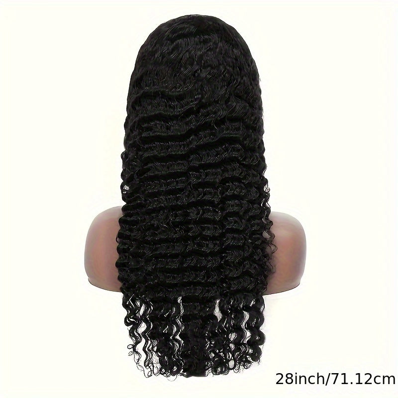 Nicelight Elegant Deep Wave Frontal Wig for Women - 76.2 cm Brazilian Human Hair, 150% Density, 4x4 HD Lace Closure, Natural Black Curly Style, Versatile Hair Wig|Curly Hair Wig|Textured Hair Wig, Wig Accessories