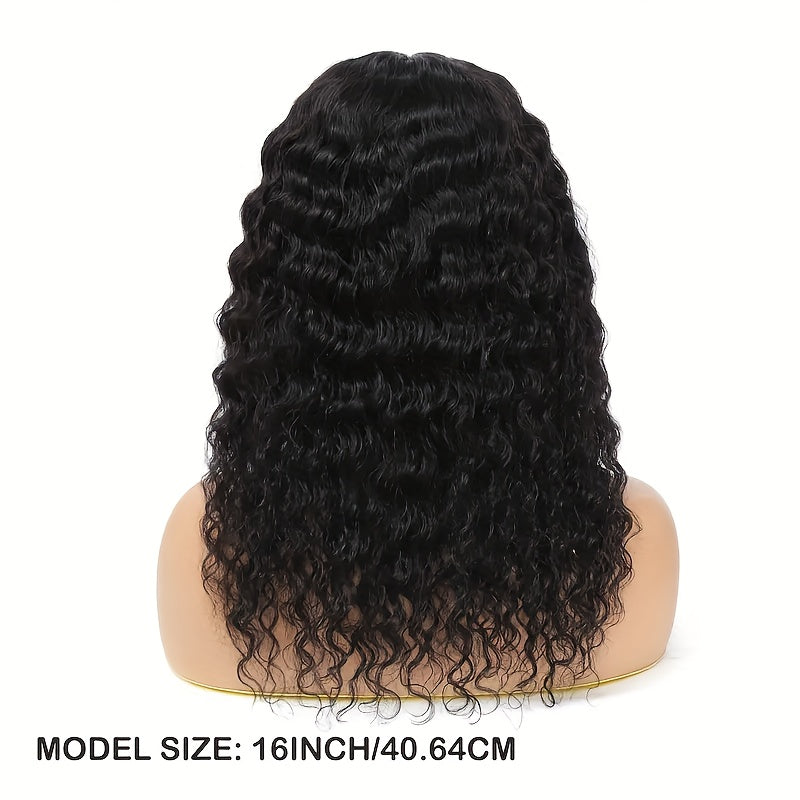 Nicelight Elegant Deep Wave Frontal Wig for Women - 76.2 cm Brazilian Human Hair, 150% Density, 4x4 HD Lace Closure, Natural Black Curly Style, Versatile Hair Wig|Curly Hair Wig|Textured Hair Wig, Wig Accessories