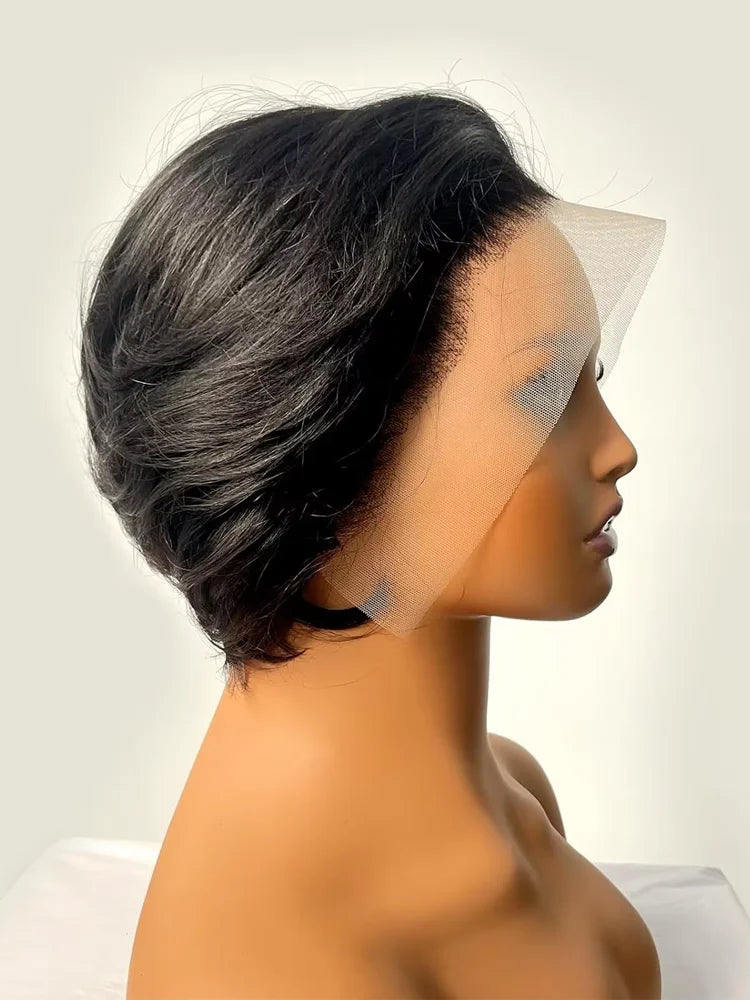 Pixie Cut Wig Human Hair Short Wigs for Black Women Straight 13x4 Lace Front Wigs Human Hair Pre Plucked Pixie Cut Wig Natural