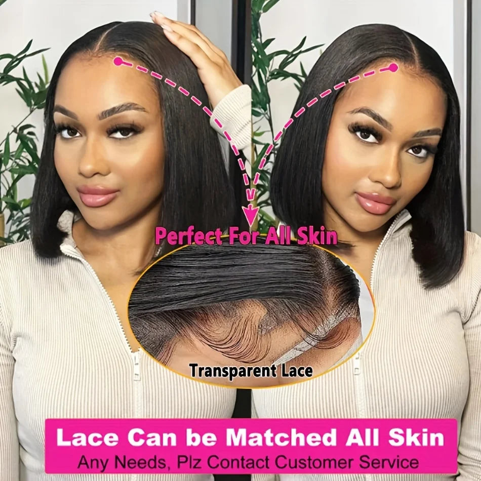 Straight Bob Wigs Human Hair 13x4 HD Lace Frontal Short Bob Wig For Women Pre Plucked 200 Density Natural Short Bob 4x4 Lace Wig