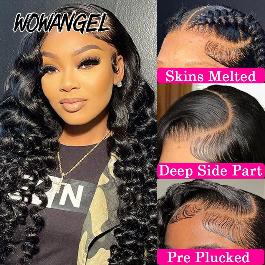 30 34in 13x6 HD Lace Front Human Hair Wigs 250% Loose Wave Wigs Skins Melted Deep Wave Wigs Remy Brazilian Hair For Women