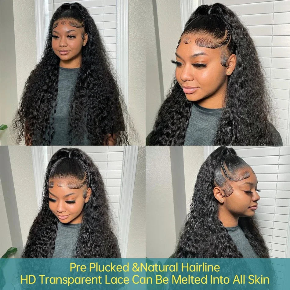 Hd 13x6 Lace Wig Human Hair Curly Wig For Women 40 Inch Brazilian Pre Plucked 13x4 Deep Wave Water Wave Lace Frontal Wigs