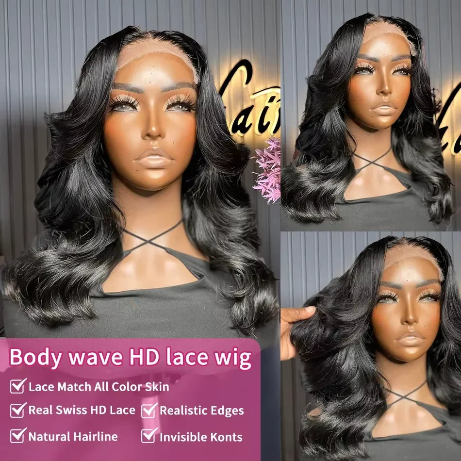 14 16 Inch BoB Wig Human Hair Body Wave 13x4 HD Lace Frontal Wigs Water Wave 4x4 lace Closure Wig Brazilian Remy Raw For Women