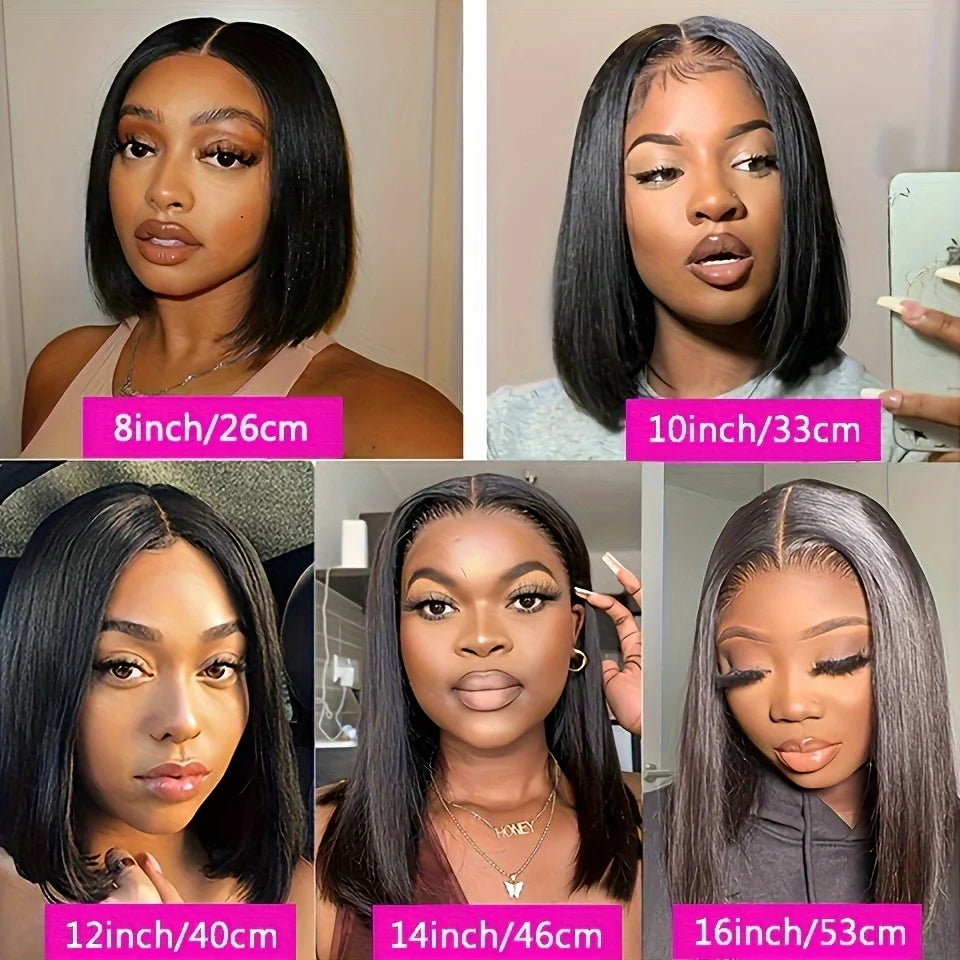 Straight Bob Wigs Human Hair 13x4 HD Lace Frontal Short Bob Wig For Women Pre Plucked 200 Density Natural Short Bob 4x4 Lace Wig