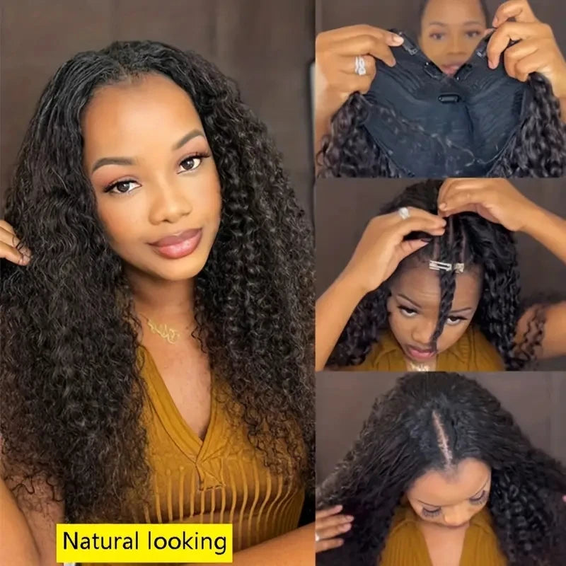 V Part Human Hair Wig Machine Made Deep Wave Wigs No Sew in No Leave Out For Women Who Want to Add Volume & Style to Their Hair