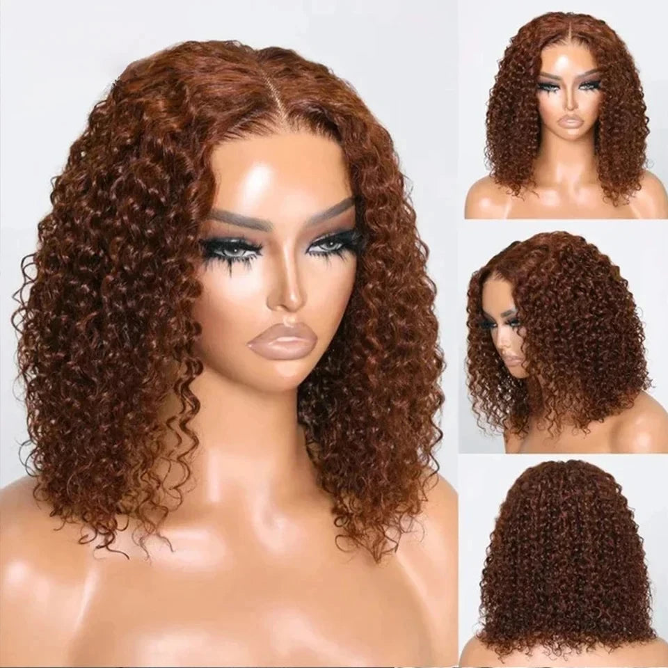 13x4 Deep Curly Chocolate Brown Lace Front Human Hair Wigs Remy Transparent 13x4 Deep Wave Lace Frontal Wig For Black Women