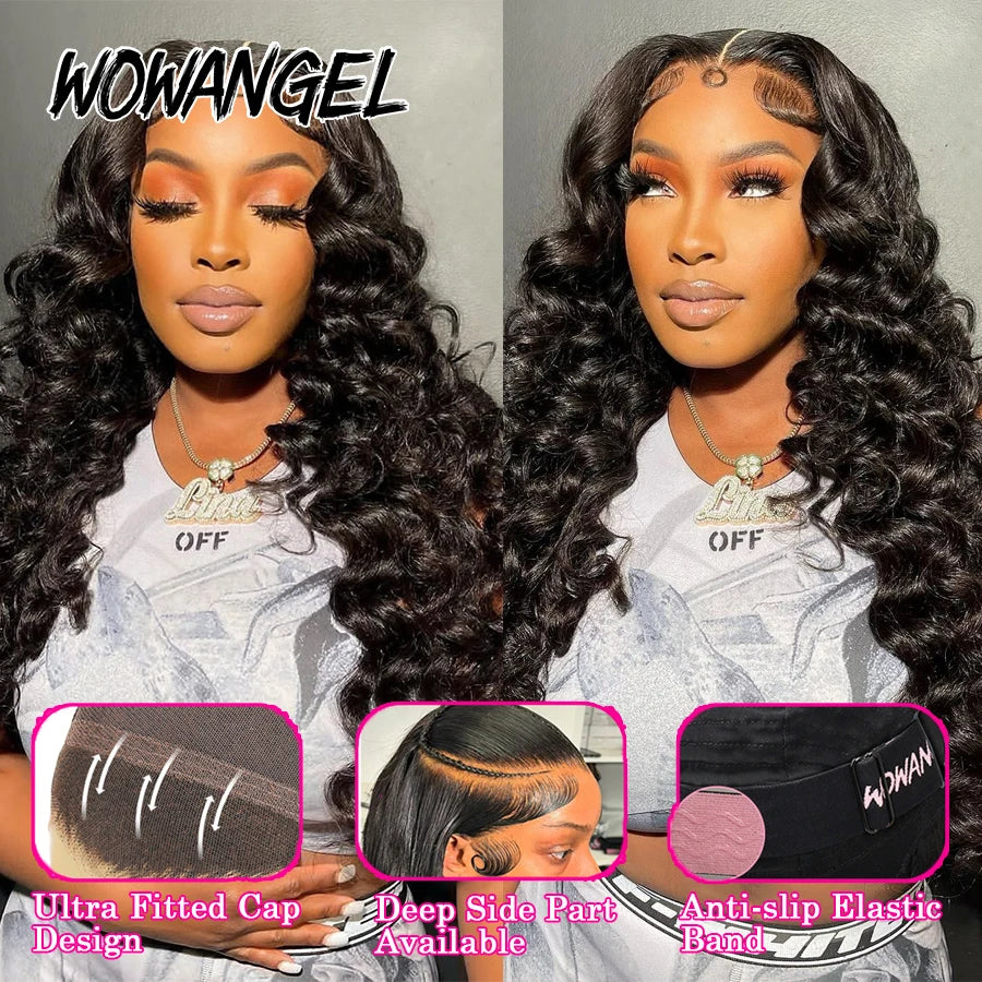 30 34in 13x6 HD Lace Front Human Hair Wigs 250% Loose Wave Wigs Skins Melted Deep Wave Wigs Remy Brazilian Hair For Women