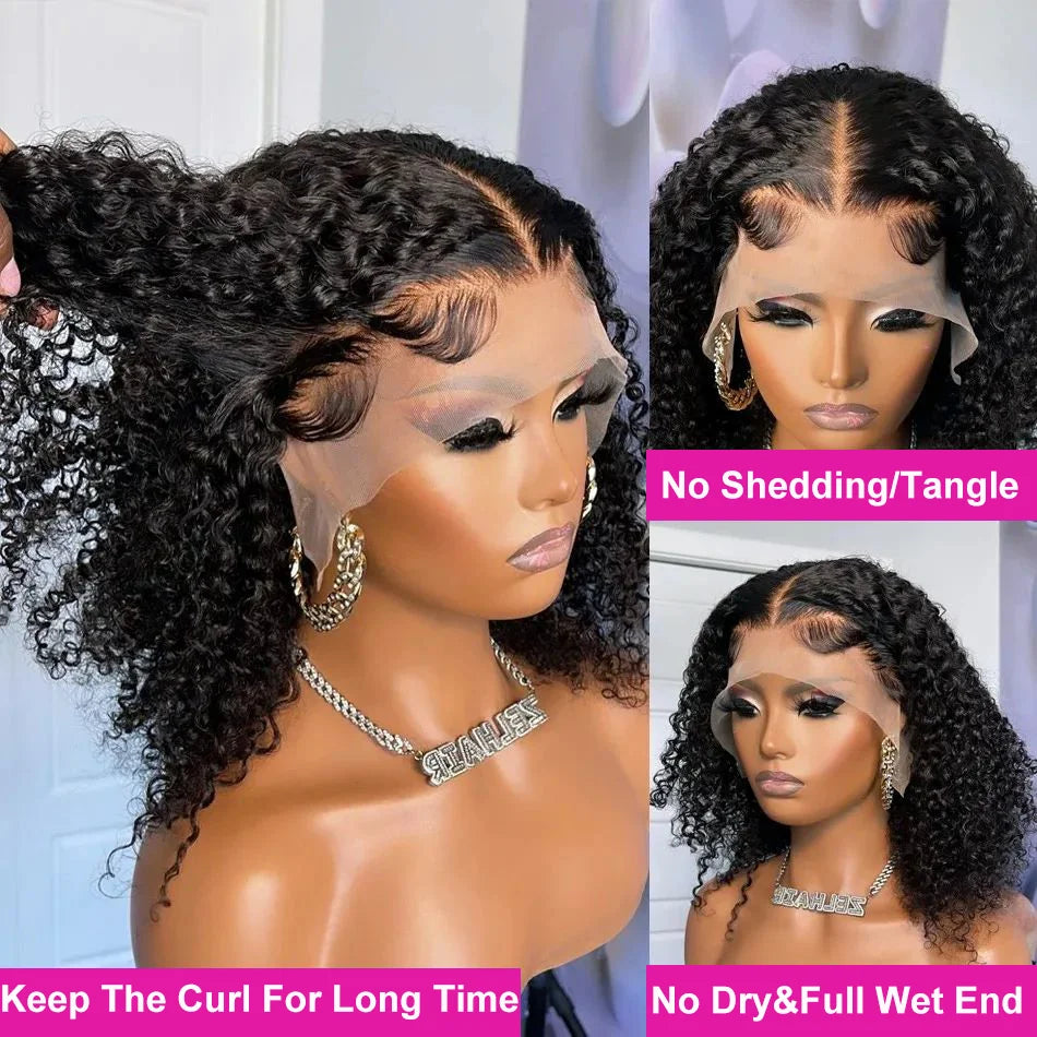 Deep Wave Short Bob Lace Front Wigs Human Hair Pre Plucked 13x4 Lace Front Wigs 200 Density Deep Curly Wave 4x4 Lace Closure Wig