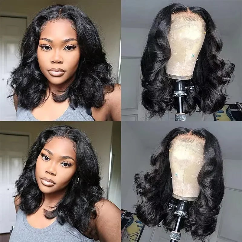 14 16 Inch BoB Wig Human Hair Body Wave 13x4 HD Lace Frontal Wigs Water Wave 4x4 lace Closure Wig Brazilian Remy Raw For Women