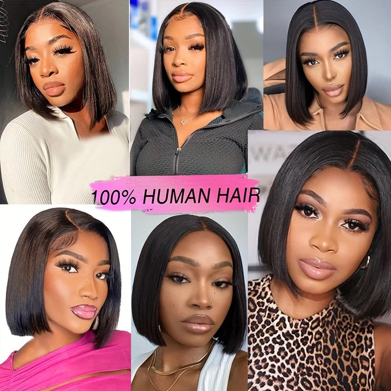 Straight Bob Wigs Human Hair 13x4 HD Lace Frontal Short Bob Wig For Women Pre Plucked 200 Density Natural Short Bob 4x4 Lace Wig