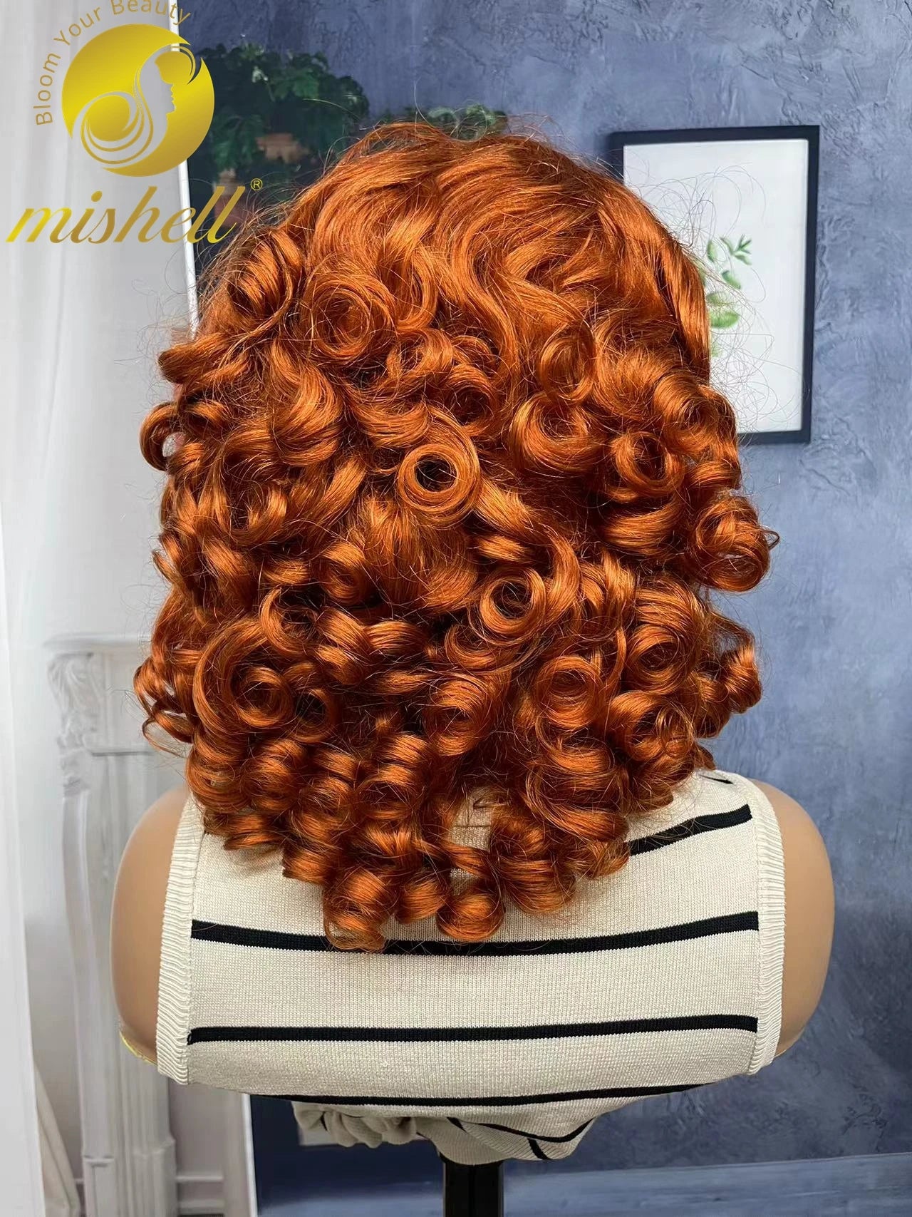 16inch 13x4 Full Lace Frontal Spring Bouncy Curly Human Hair Wigs 250% Density  Burgundy 99J Short Loose Wave Bob Wig PrePlucked