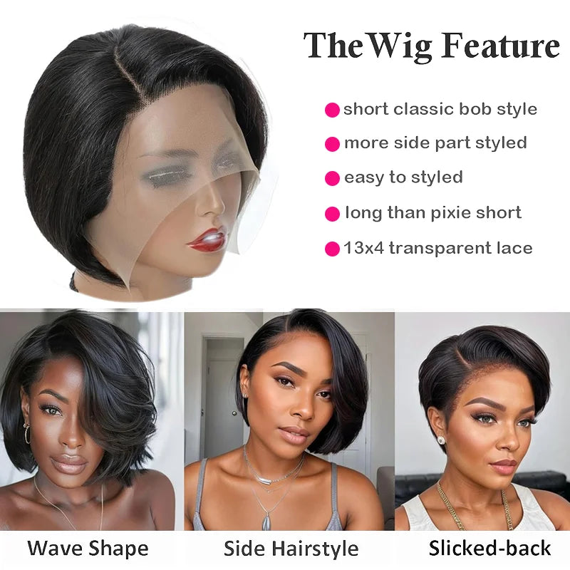 Pixie Cut Wig Human Hair Short Wigs for Black Women Straight 13x4 Lace Front Wigs Human Hair Pre Plucked Pixie Cut Wig Natural