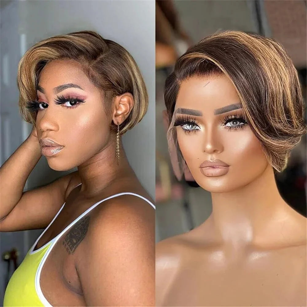 Pixie Cut Wig Human Hair Short Wigs for Black Women Straight 13x4 Lace Front Wigs Human Hair Pre Plucked Pixie Cut Wig Natural