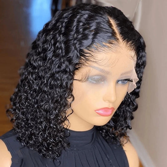 Deep Wave Short Bob Lace Front Wigs Human Hair Pre Plucked 13x4 Lace Front Wigs 200 Density Deep Curly Wave 4x4 Lace Closure Wig