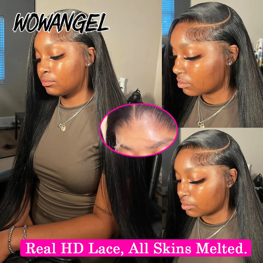 BEST SELLER WowAngel 34in HD Lace Straight Wigs 13x6 Lace Front Human Hair Wigs Natural Scalp Deep Parting Remy Brazilian Hair For Women