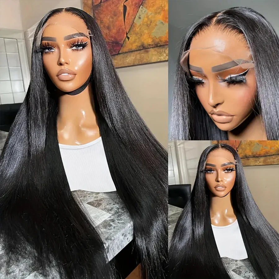 13x4 13x6 Lace Frontal Wig Bone Straight Transparent Lace Front Wigs Brazilian Human Hair 4x4 Lace Closure Wig 180% Density