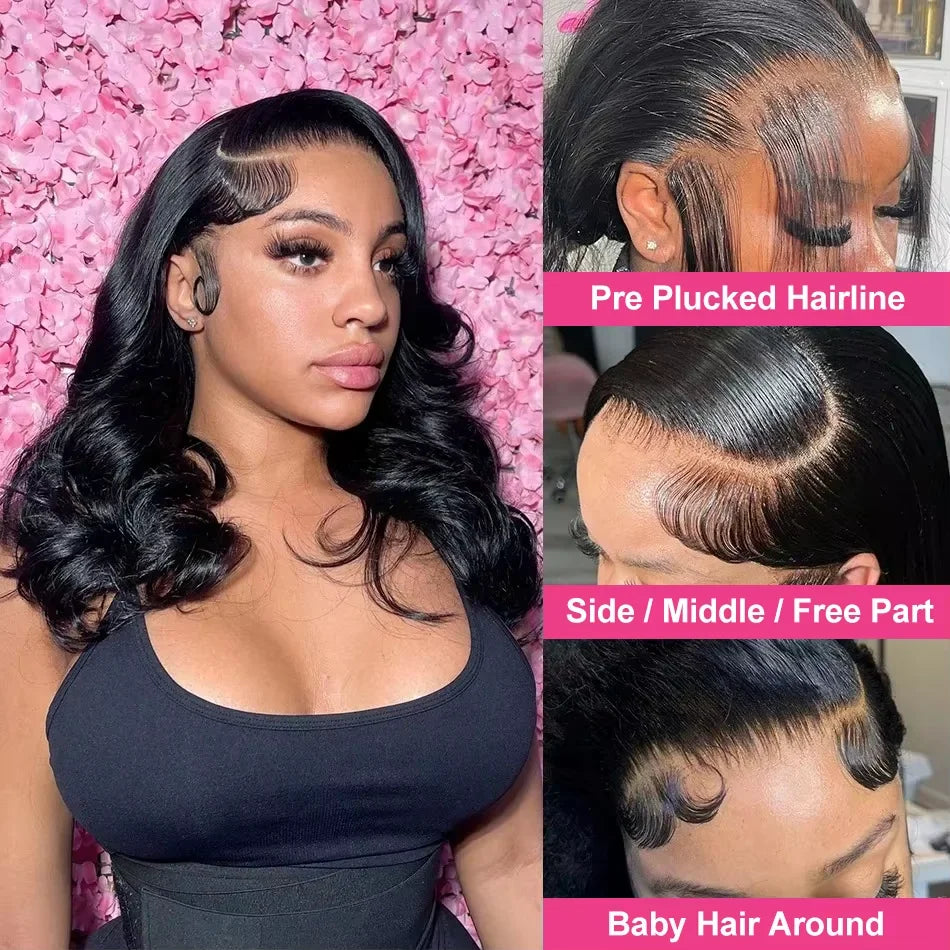 14 16 Inch BoB Wig Human Hair Body Wave 13x4 HD Lace Frontal Wigs Water Wave 4x4 lace Closure Wig Brazilian Remy Raw For Women