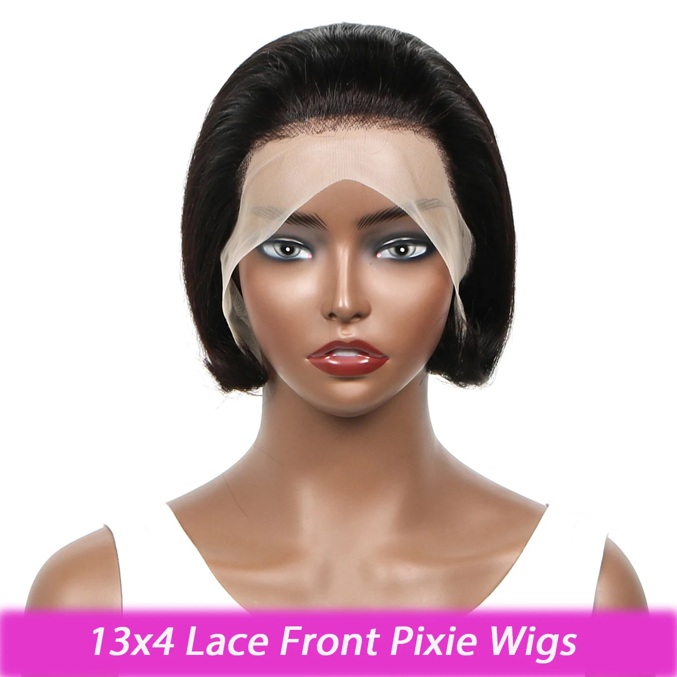 13x4 Transparent Lace Front Wigs Human Hair Straight Hair Short Pixie Cut Human Hair Wigs For Women Pre Plucked Black Color