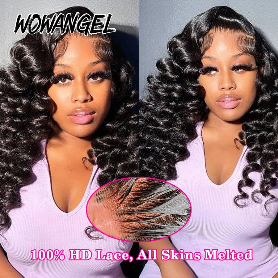 30 34in 13x6 HD Lace Front Human Hair Wigs 250% Loose Wave Wigs Skins Melted Deep Wave Wigs Remy Brazilian Hair For Women