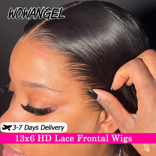 BEST SELLER WowAngel 34in HD Lace Straight Wigs 13x6 Lace Front Human Hair Wigs Natural Scalp Deep Parting Remy Brazilian Hair For Women