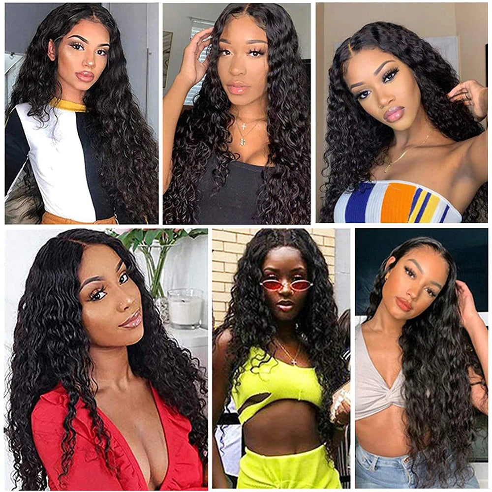 Water Wave Wig Brazilian Hair Wigs For Women T Part Lace Wig Human Hair Pre Plucked 4x1 Lace Closure Wig 100% Remy Hair Queen