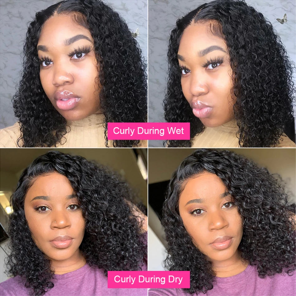 Glueless Short Bob Wig Kinky Curly Wear To GO 13X4 Lace Frontal Human Hair Wigs For Women Remy Jerry Curl perruque bresillienne