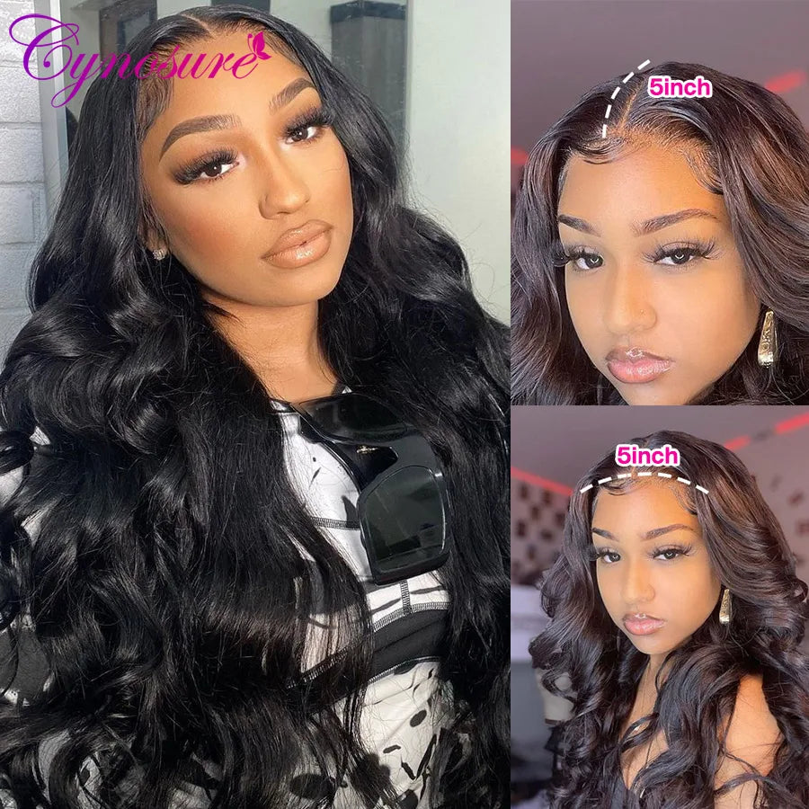 Cynosure 5x5 HD Lace Closure Wig Body Wave Full HD Transparent Lace Human Hair Wigs For Women 30 Inch Remy 4x4 Closure Wigs